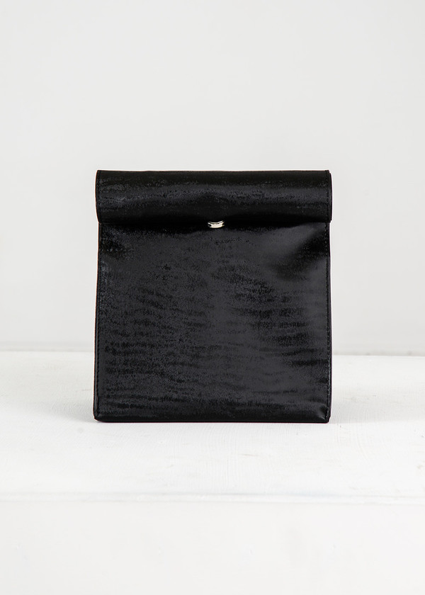 S M K Black Velvet Foldover Bag S M K Black Velvet Foldover Bag