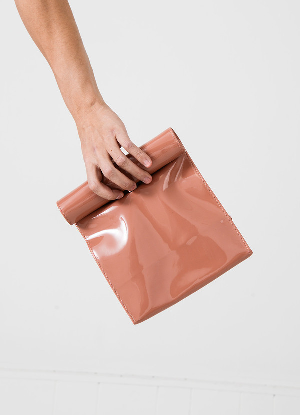 S M K Dark Camel Foldover Bag S M K Dark Camel Foldover Bag