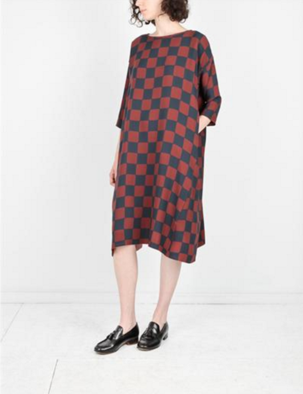 Creatures of Comfort ROMAN DRESS - RUST CHECK Creatures of Comfort ROMAN DRESS - RUST CHECK