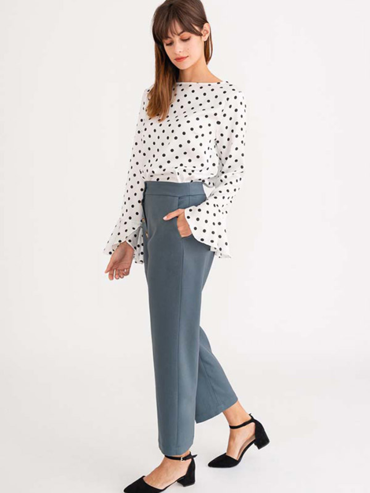 PETITE STUDIO Veda Pants - Dusty Blue 