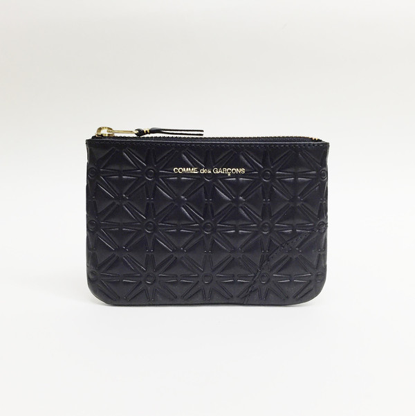 Comme des Garcons - Black Embossed Star Small Zip-up Pouch Comme des Garcons - Black Embossed Star Small Zip-up Pouch