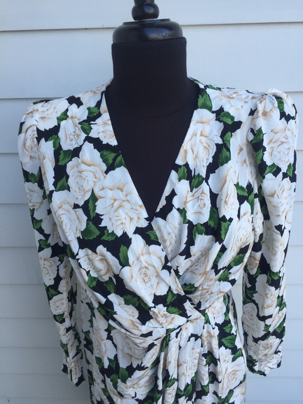 Fujin plaxa couture japanese floral 80's wrap dress Fujin plaxa couture japanese floral 80's wrap dress