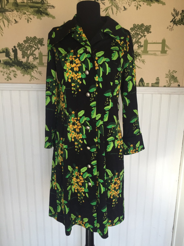 Nobuo Casual 70's Japanese Print Dress size medium large 11-13 Nobuo Casual 70's Japanese Print Dress size medium large 11-13