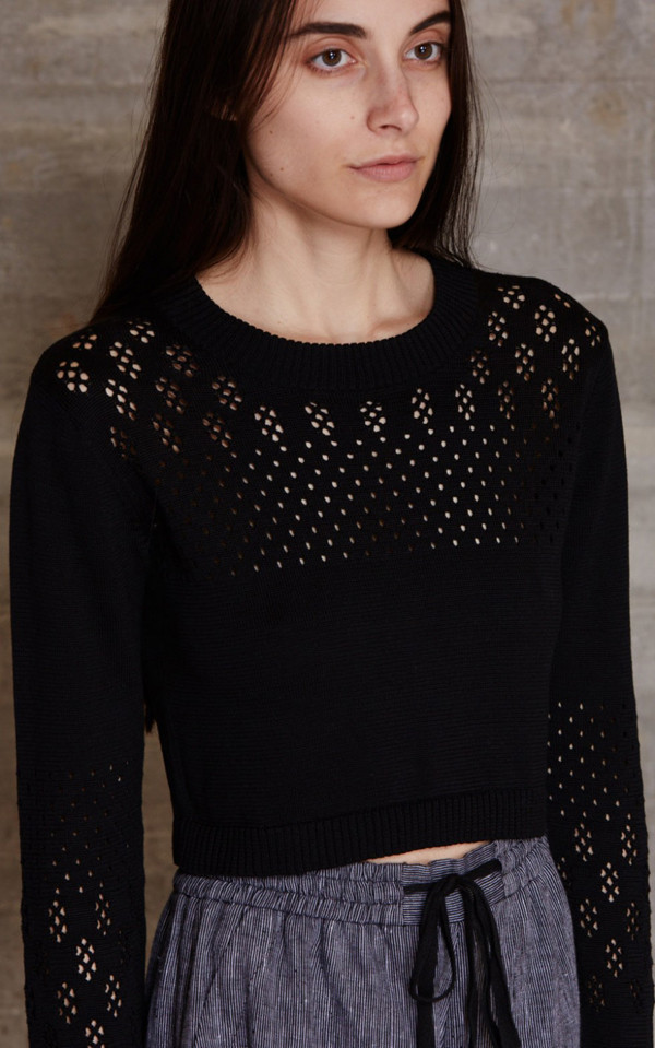 RACHEL COMEY EYELET CROPPED PULLOVER RACHEL COMEY EYELET CROPPED PULLOVER
