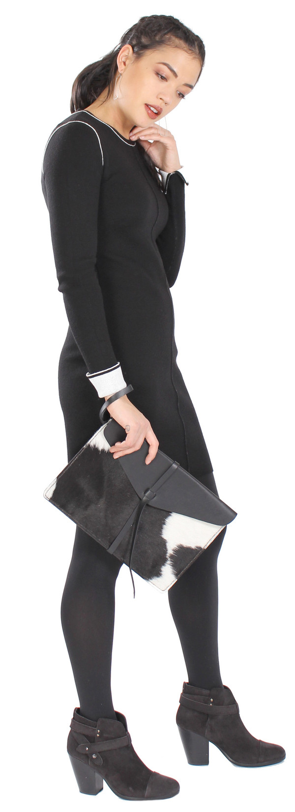 Minnie + George Calf Hair Envelope Clutch in Black Minnie + George Calf Hair Envelope Clutch in Black