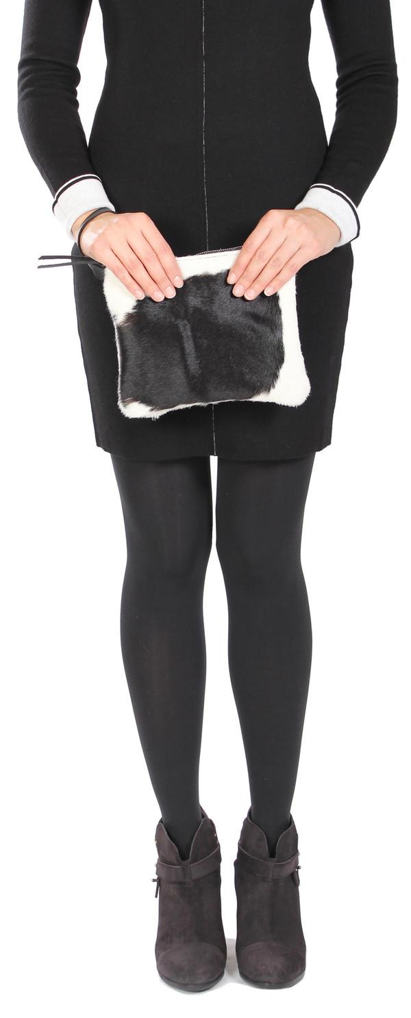 Minnie + George Calf Hair Zip in Black Minnie + George Calf Hair Zip in Black