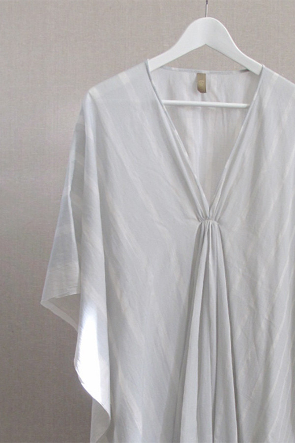 Two V-neck vertical stripe caftan Two V-neck vertical stripe caftan