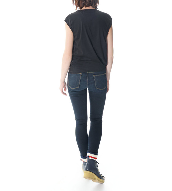 08sircus Black Cap Sleeve T-Shirt 08sircus Black Cap Sleeve T-Shirt
