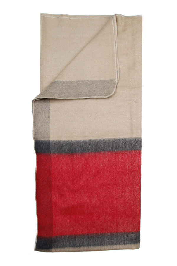 Alpaca Wool Blanket Beige Red Stripe Alpaca Wool Blanket Beige Red Stripe