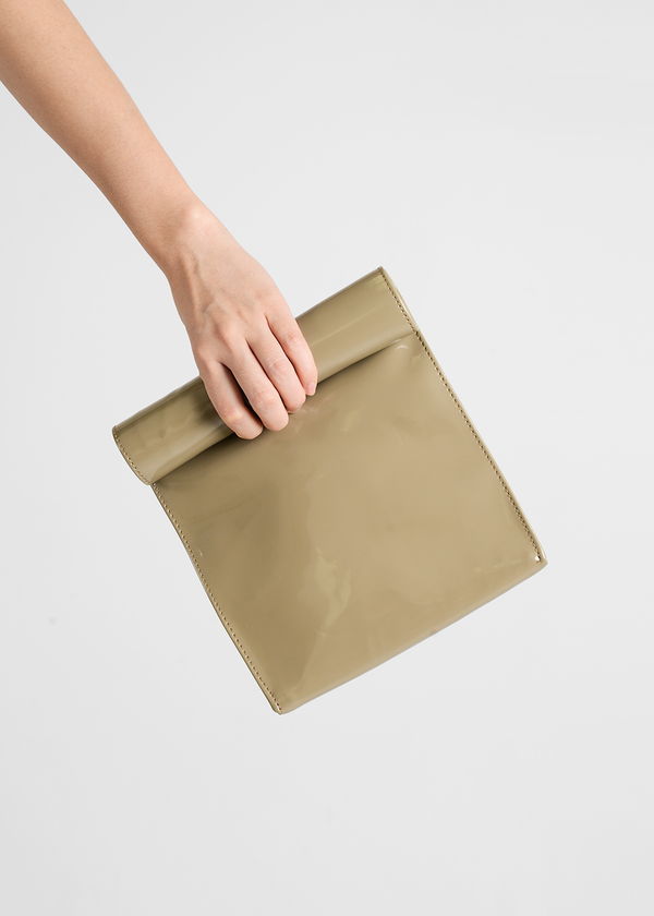 S M K Ash Brown Foldover Bag S M K Ash Brown Foldover Bag