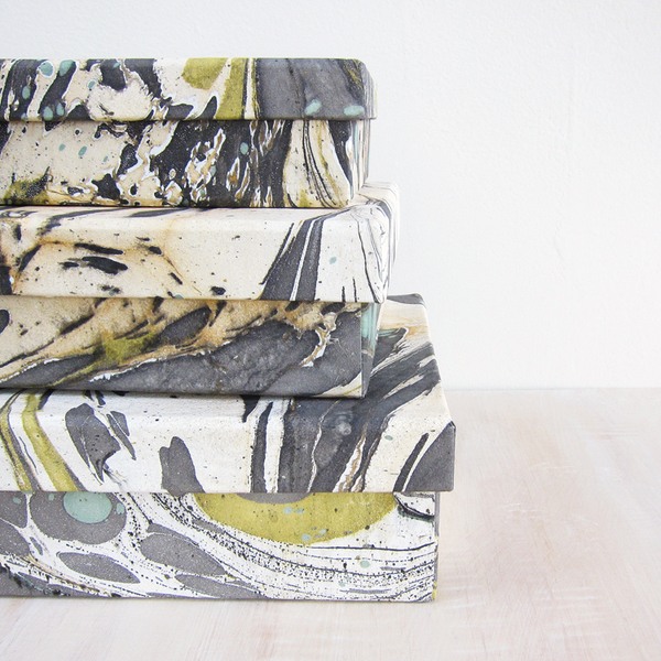 marbelized paper nesting boxes marbelized paper nesting boxes