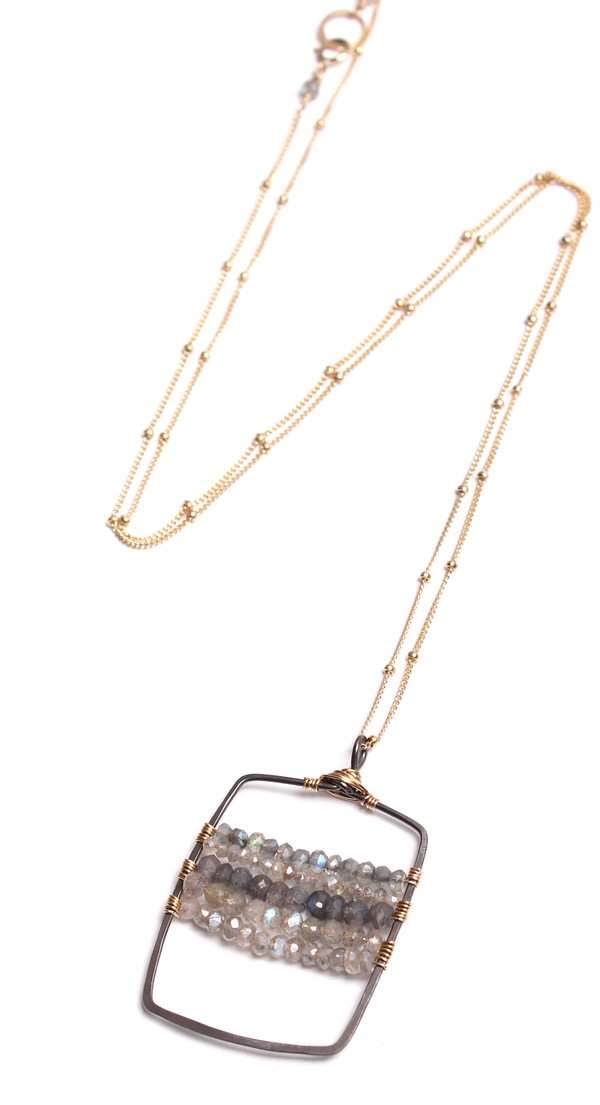 Labradorite Oxidized U Bar Necklace Labradorite Oxidized U Bar Necklace