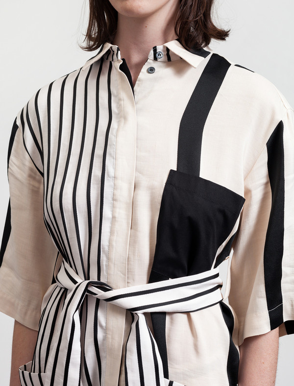 Acne Studios Cabell Linen Dress Stripes Acne Studios Cabell Linen Dress Stripes