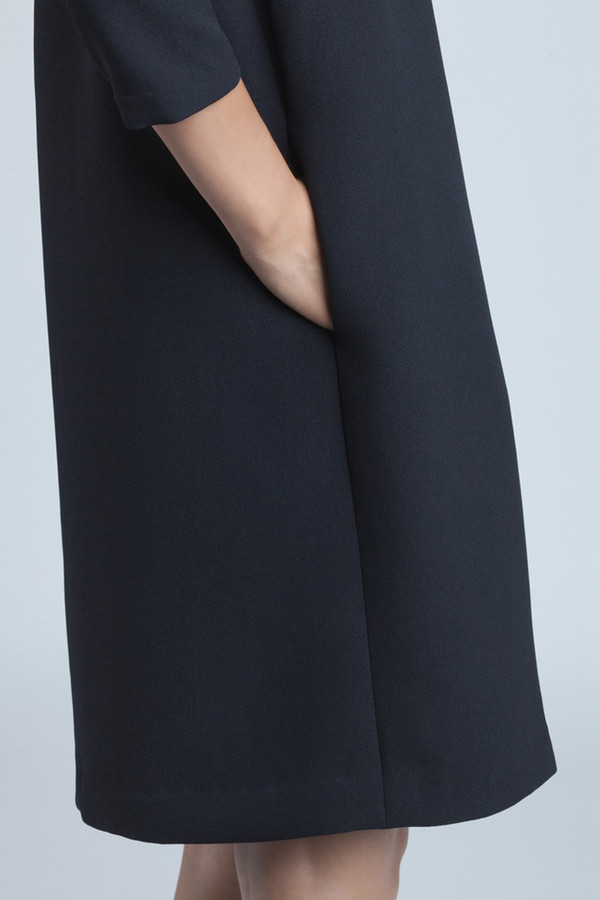Kaarem Black Blue Mock-neck Dress Kaarem Black Blue Mock-neck Dress
