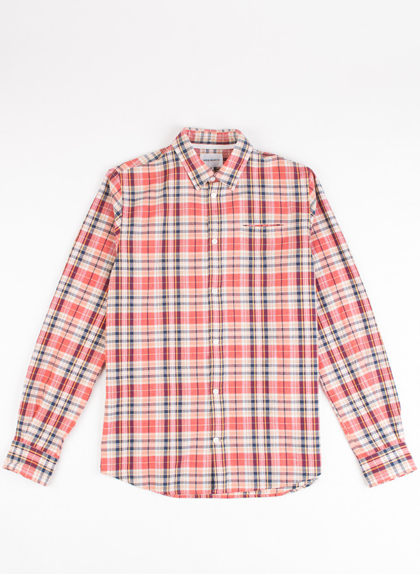 Men's Norse Projects Anton Madras Shirt Blood Orange Men's Norse Projects Anton Madras Shirt Blood Orange