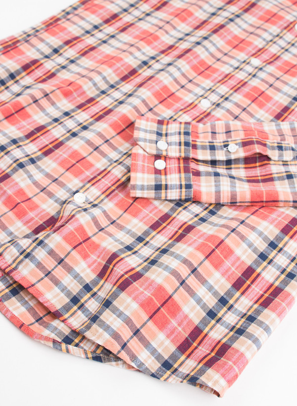 Men's Norse Projects Anton Madras Shirt Blood Orange Men's Norse Projects Anton Madras Shirt Blood Orange
