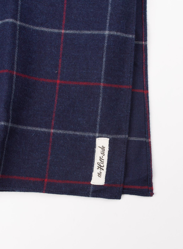 The Hill-Side Scarf Brushed Indigo Flannel, Narrow Check The Hill-Side Scarf Brushed Indigo Flannel, Narrow Check