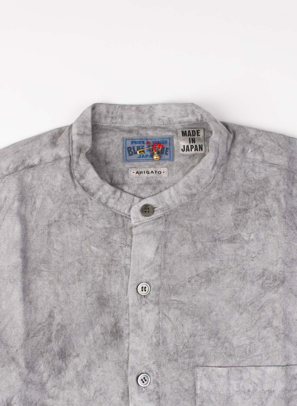 Sumi Ink Dyed Twill Stand Collar Over Shirt Sumi Ink Dyed Twill Stand Collar Over Shirt