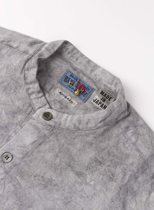 Sumi Ink Dyed Twill Stand Collar Over Shirt Sumi Ink Dyed Twill Stand Collar Over Shirt