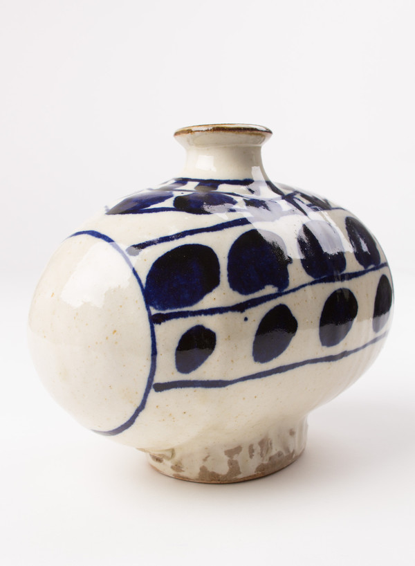 The Hill-Side Tawara Vase Blue and Natural Abstract Leaves The Hill-Side Tawara Vase Blue and Natural Abstract Leaves