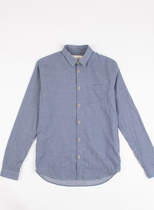 Men's Folk Tri Pocket Shirt Small Indigo Check Men's Folk Tri Pocket Shirt Small Indigo Check