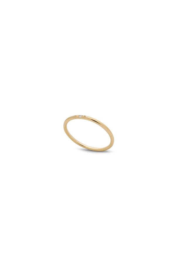 Kara Yoo Single Stone Petite Ring 14KYG - White Diamond Kara Yoo Single Stone Petite Ring 14KYG - White Diamond