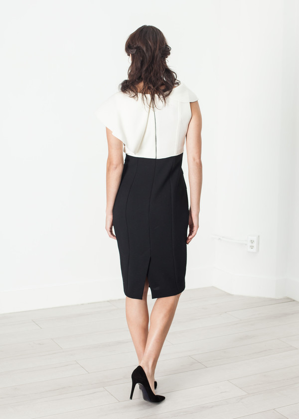 Amelia Toro Asymmetric Dress in Cream/Black Amelia Toro Asymmetric Dress in Cream/Black