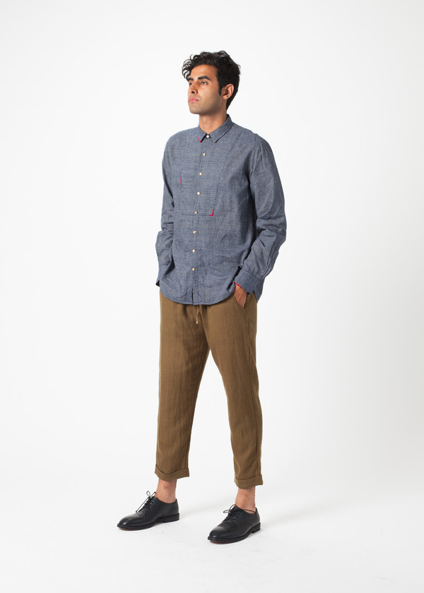 Men's Pero Fine Check Bib Shirt Men's Pero Fine Check Bib Shirt