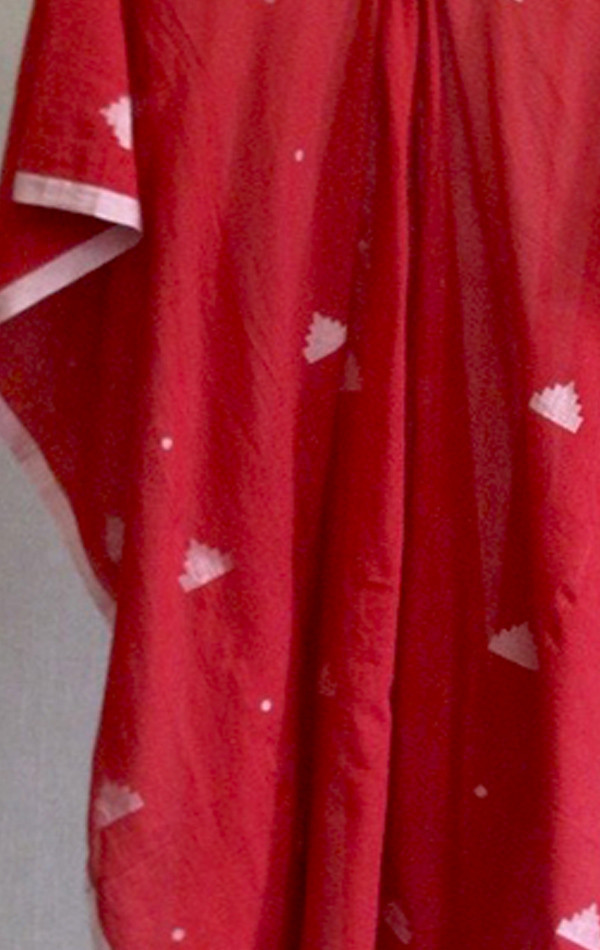 Red with white border sari caftan Red with white border sari caftan