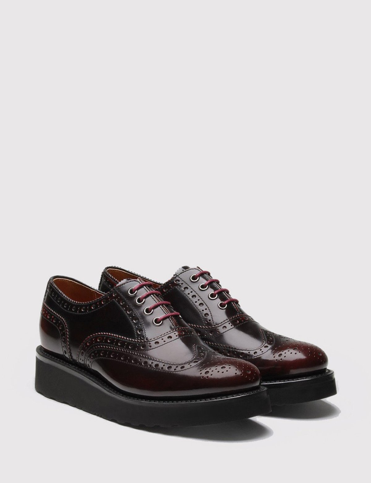 Grenson Emily Brogue Shoes - Burgundy 