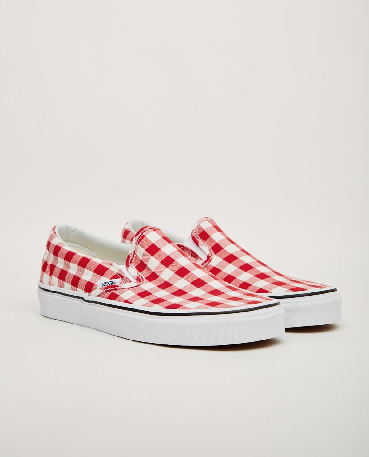 red gingham vans slip on