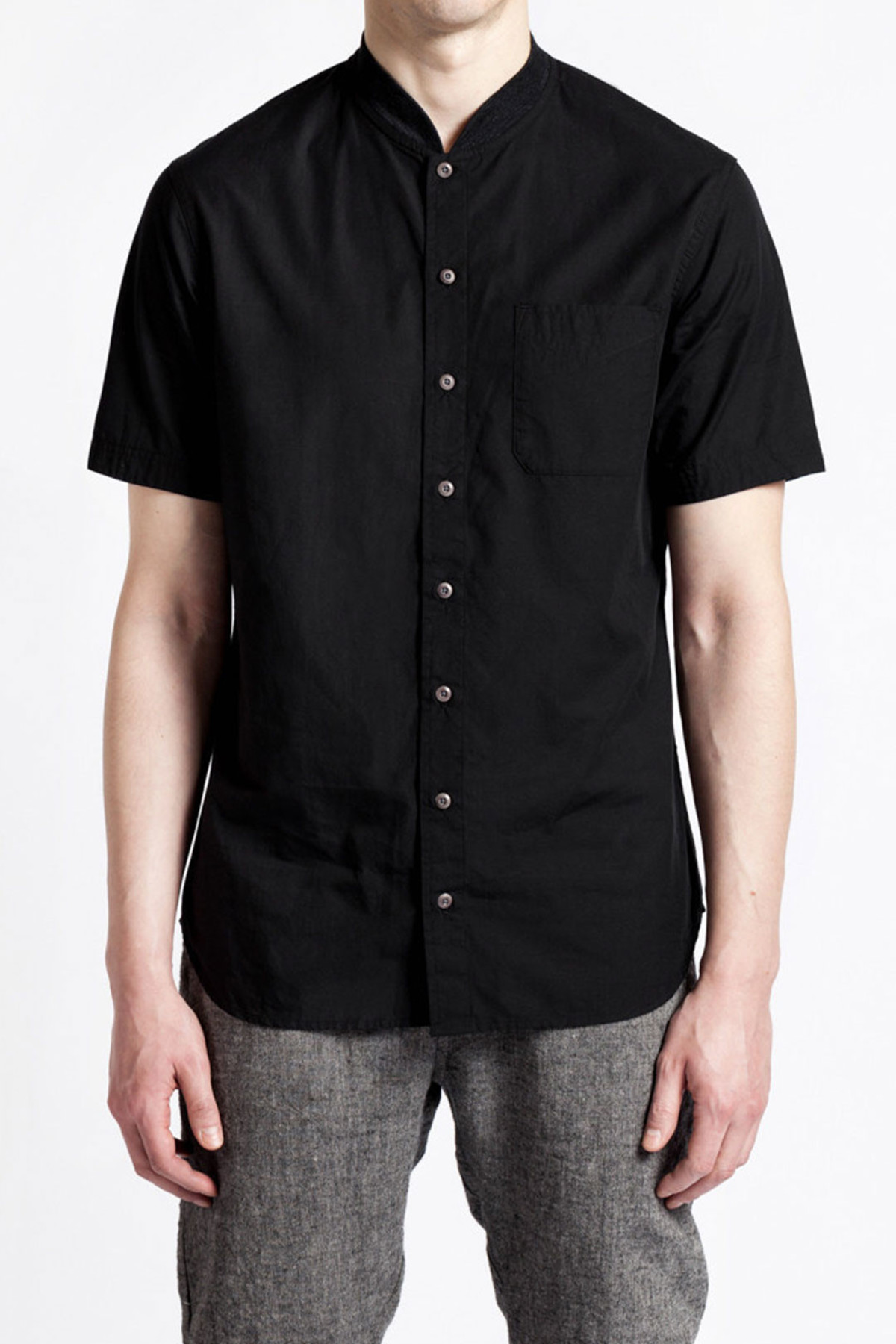 Men's Wings + Horns Knit Collar S/S Shirt I Black Garmentory
