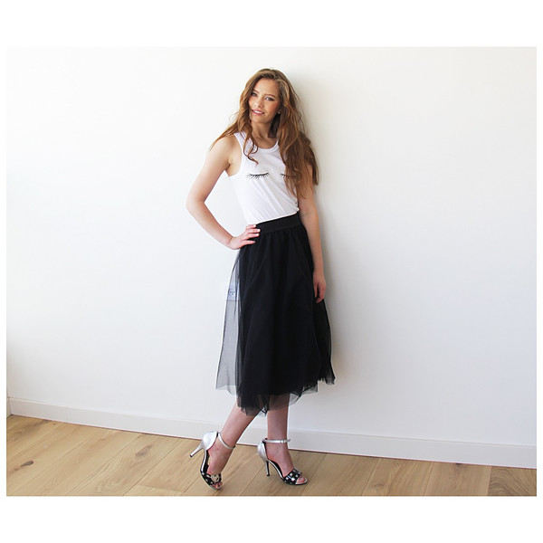 Blush Black Tulle Midi Skirt Blush Black Tulle Midi Skirt