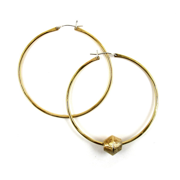 Laurel Hill Channel Hoops with Carved Beads Laurel Hill Channel Hoops with Carved Beads