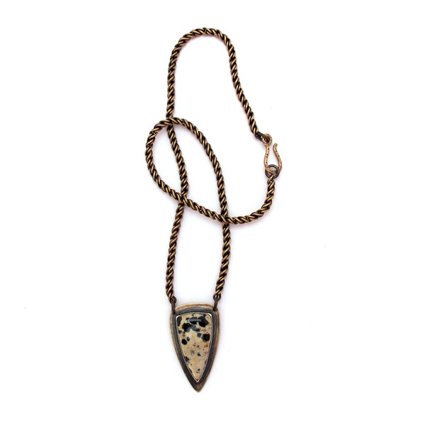 Dalmatian Jasper Solo Shield Necklace Dalmatian Jasper Solo Shield Necklace