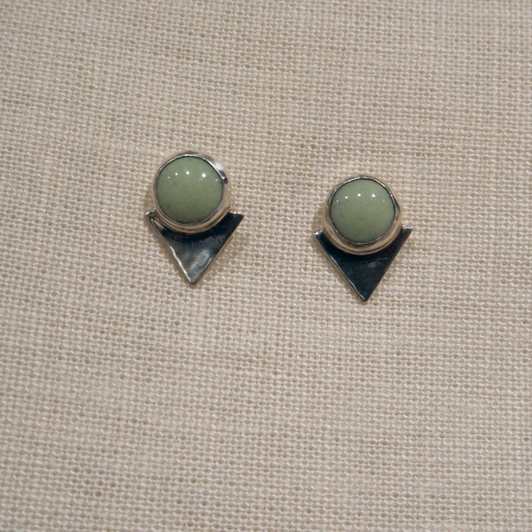 Alisha Louise Bezeled Triangle Studs in Sage Alisha Louise Bezeled Triangle Studs in Sage