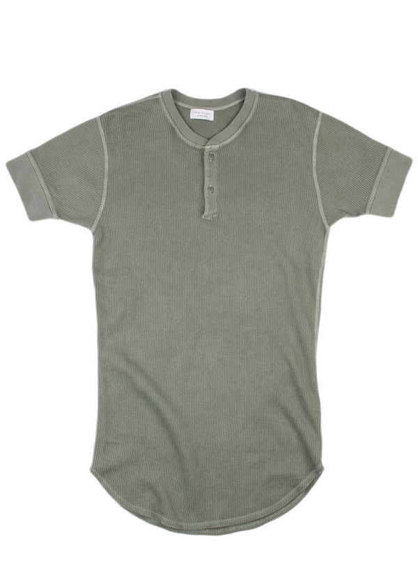 Men's John Elliott SS Flatback Thermal Henley Olive Men's John Elliott SS Flatback Thermal Henley Olive