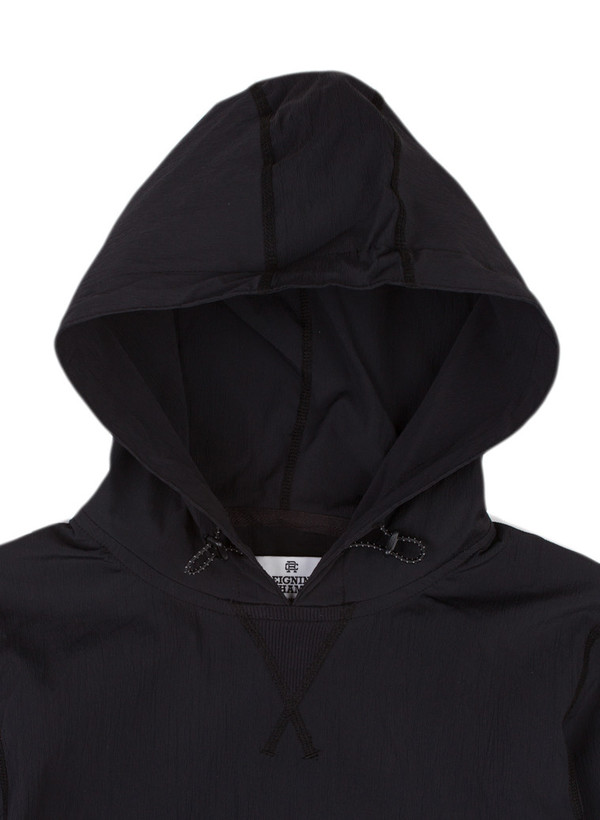 Men's Reigning Champ Woven Stretch Nylon Long Sleeve Pullover Hoodie Black Men's Reigning Champ Woven Stretch Nylon Long Sleeve Pullover Hoodie Black