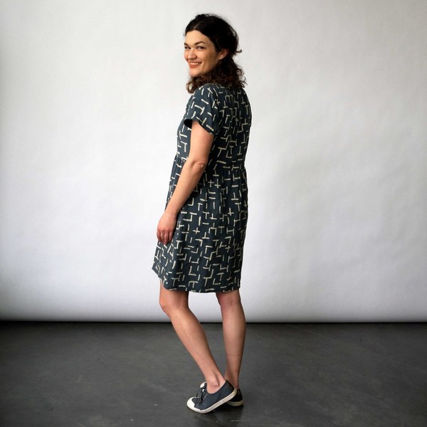 Make It Good- Gathered Tee Dress in Marine Summer Fern Make It Good- Gathered Tee Dress in Marine Summer Fern