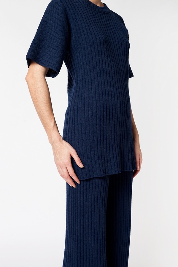 Creatures of Comfort Dropped Shoulder Ribbed Top - navy Creatures of Comfort Dropped Shoulder Ribbed Top - navy