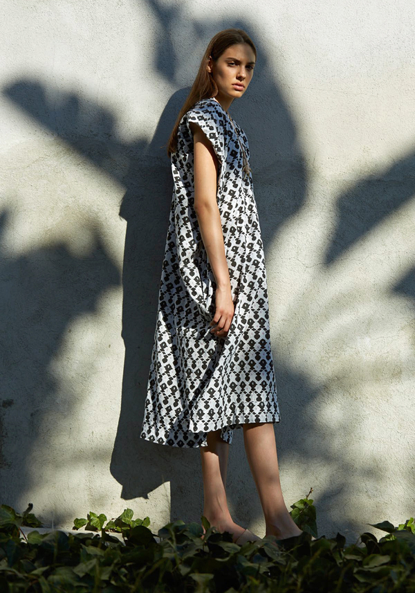 Atelier Delphine Wood Block Print Crescent Dress Atelier Delphine Wood Block Print Crescent Dress