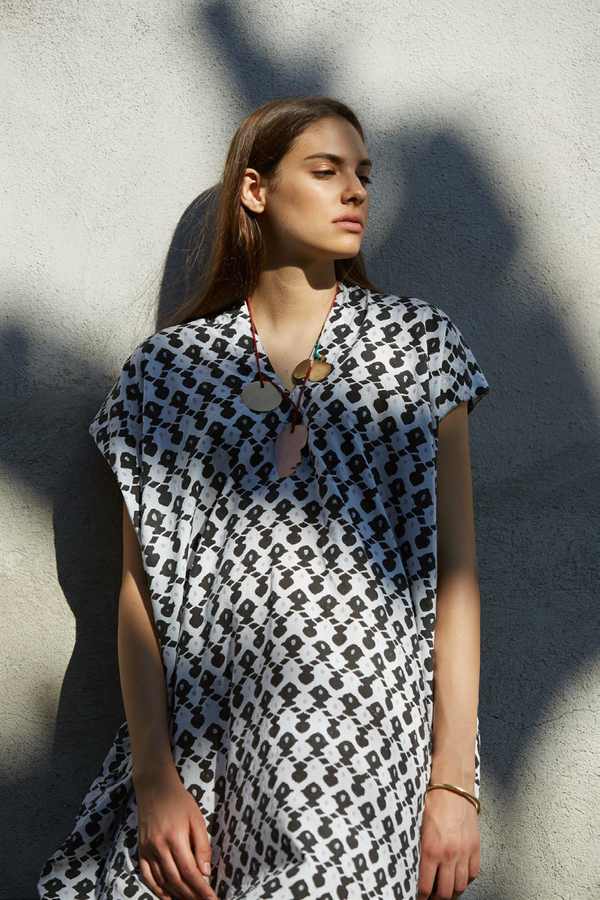 Atelier Delphine Wood Block Print Crescent Dress Atelier Delphine Wood Block Print Crescent Dress
