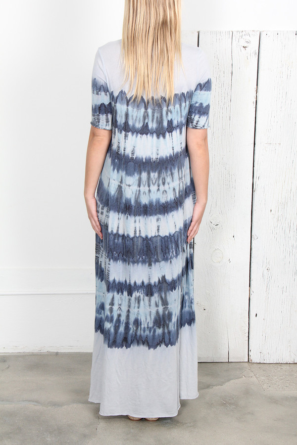 RAQUEL ALLEGRA BLUE TIE DYE JERSEY SHORT SLEEVE MAXI DRESS RAQUEL ALLEGRA BLUE TIE DYE JERSEY SHORT SLEEVE MAXI DRESS