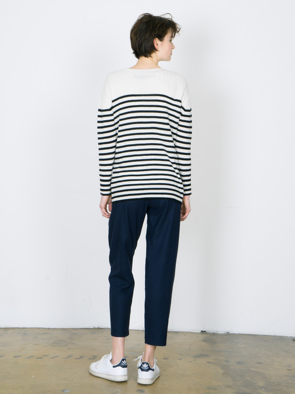 RAQUEL ALLEGRA STRIPE CASHMERE SHRED SHOULDER PULLOVER RAQUEL ALLEGRA STRIPE CASHMERE SHRED SHOULDER PULLOVER