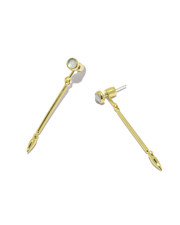 Pamela Love Pendulum Earrings in Yellow Gold with Moonstones Pamela Love Pendulum Earrings in Yellow Gold with Moonstones