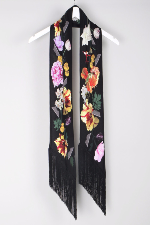 Rockins Flora Classic Skinny Black Scarf Rockins Flora Classic Skinny Black Scarf