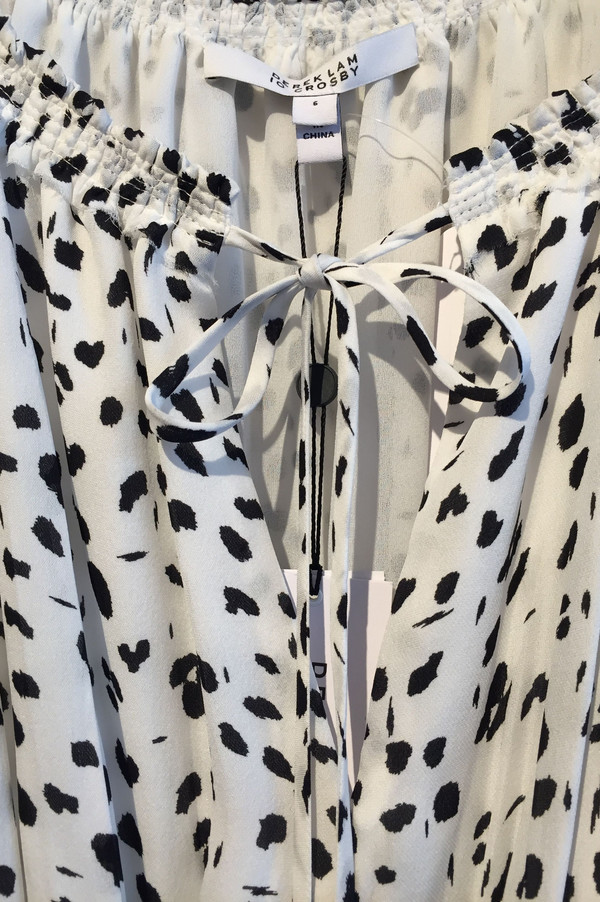 Derek Lam 10 Crosby Ink Dot Georgette Gathered Dress Derek Lam 10 Crosby Ink Dot Georgette Gathered Dress