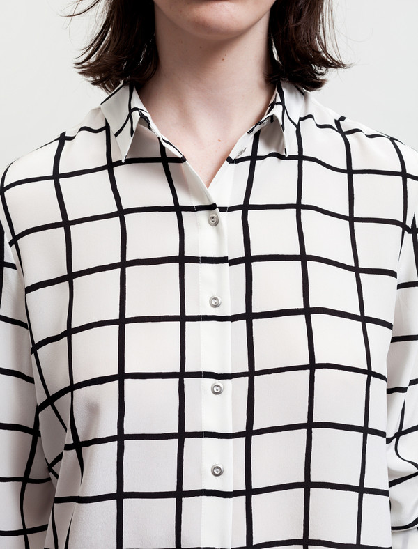 Marimekko Grid Print Silk Shirt Marimekko Grid Print Silk Shirt