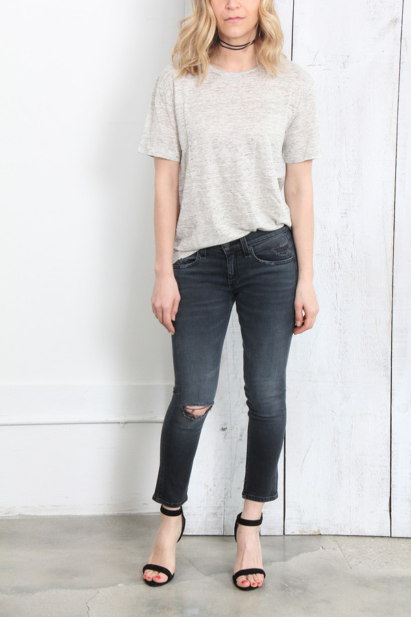 T By Alexander Wang LINEN SILK OVERSIZED TEE IN HEATHER GREY T By Alexander Wang LINEN SILK OVERSIZED TEE IN HEATHER GREY