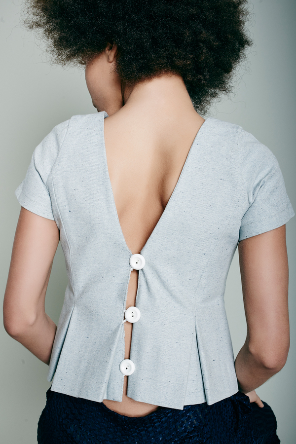 William Okpo Moya V-Neck Denim Shirt William Okpo Moya V-Neck Denim Shirt